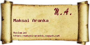 Maksai Aranka névjegykártya